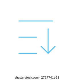 Icono de clasificación descendente de color plano para la ordenación de datos y la navegación de la interfaz
