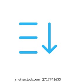 Icono de clasificación descendente de color plano para la ordenación de datos y la navegación de la interfaz