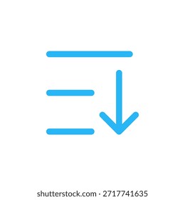 Icono de clasificación descendente de color plano para la ordenación de datos y la navegación de la interfaz