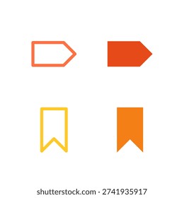 Flat Colored Tag and Bookmark Icon Set for Utility Interface