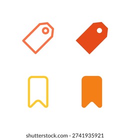 Flat Colored Tag and Bookmark Icon Set for Utility Interface