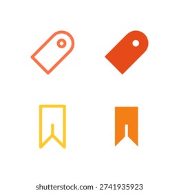 Flat Colored Tag and Bookmark Icon Set for Utility Interface