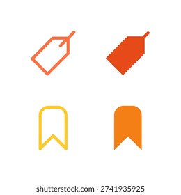 Flat Colored Tag and Bookmark Icon Set for Utility Interface