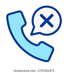 Flat colored telephone call icon with delete symbol representing call removal, history clearing, contact management, and data organization within mobile communication systems.