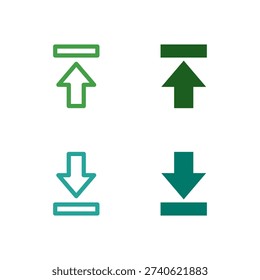 Flat Colored Upload and Download Icon Set for Data Transfer and Cloud App Interface