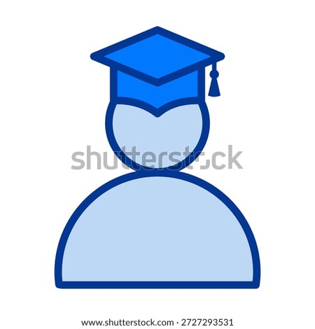 Flat colored user person graduation cap icon representing education success learning and academic achievement.