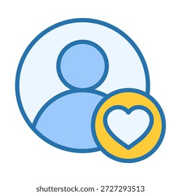 Flat colored user person love icon representing favorite preference emotion and appreciation.