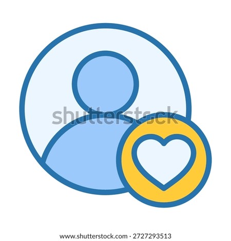 Flat colored user person love icon representing favorite preference emotion and appreciation.