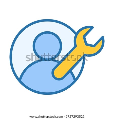 Flat colored user person settings icon representing configuration preference and profile control.