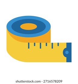 Icono de cinta de pesaje de color plano que representa la medición del cuerpo y el seguimiento del progreso físico.
