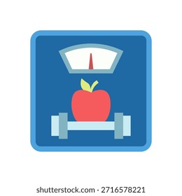 Flatkoloriertes Symbol für Gewichtskontrolle und Gesundheitsüberwachung.
