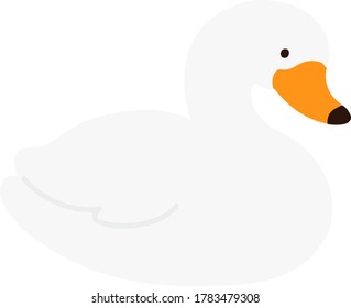 Flat colored white simple and pretty swan