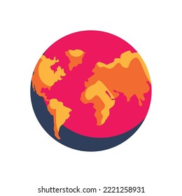flat colored world over white