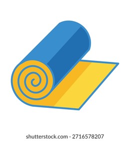 Flat colored yoga mat icon representing yoga practice stretching and mindful exercise.