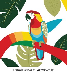 A flat and colorful abstract Art of parrot.