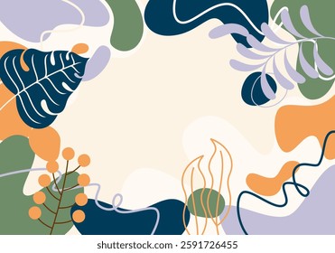 Flat Colorful Abstract Floral Frame