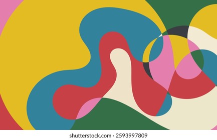 Flat Colorful Abstract Natural Shapes Combination