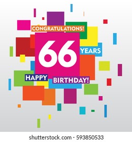 flat colorful abstract square 66 years anniversary. vector design for kids, family, shop, business, and various event