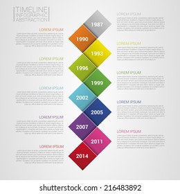 Flat colorful abstract timeline infographics vector illustration with rectangle