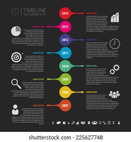 Flat colorful abstract timeline infographics vector. Black