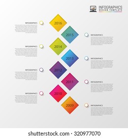 Flat colorful abstract timeline infographics vector illustration with rectangle