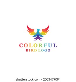 flaches bunter Vogel-Vektorlogo im modernen Stil für Unternehmen