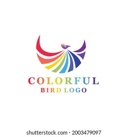 flat colorful bird vector logo in modern style for company