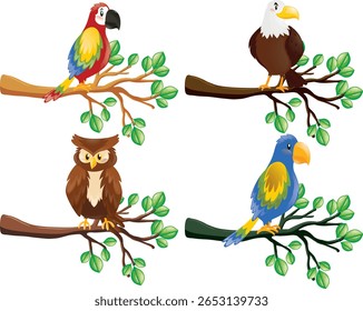 Flat Colorful Birds for Kids – EPS Cartoon Animal Pack