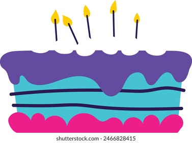 Flat Colorful Birthday Cake Icon