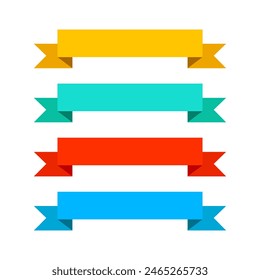 Flat Colorful Blank Ribbon Banner Collection Vector Illustration