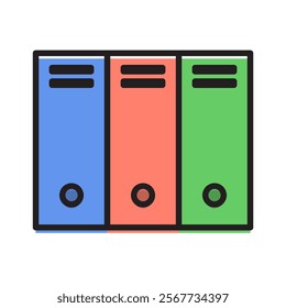 Flat colorful box file design illustration, perfect for school, stationery, and office themes. Great for organizational and educational graphic projects.