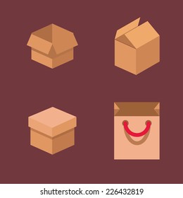 Flat colorful box icon set