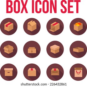 Flat colorful box icon set