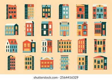 Flat Colorful Building and Cityscape Architecture Collection