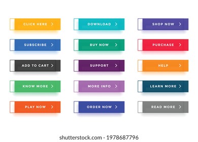flat colorful buttons for different uses