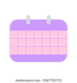 Flat colorful calendar design illustration, ideal for school, stationery, and organization themes. Perfect for scheduling and educational graphic content.