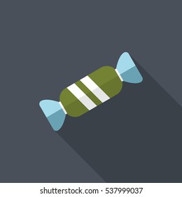 Flat Colorful Candy Illustration. Long Shadow Icon