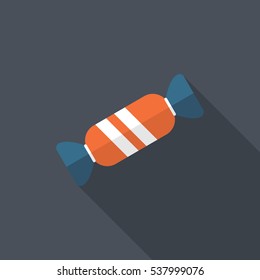 Flat Colorful Candy Illustration. Long Shadow Icon