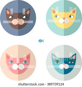 Flat colorful cats