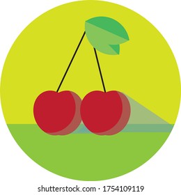 Flat colorful cherry fruit design