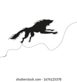 Flat colorful continuous drawing line art Wolf icon vector illustration concept