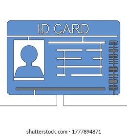 Flat colorful continuous drawing line art Identification Card icon vector illustration concept