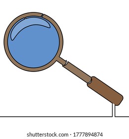 Diseño de imagen de línea de dibujo continua de color plano búsqueda de imágenes de lupa de vidrio