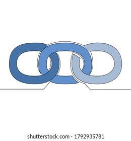 Flat colorful continuous drawing line art chain Blockchain link icon vector illustration concept