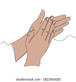 Flat colorful continuous drawing line art clapping applauding hands icon vector illustration concept