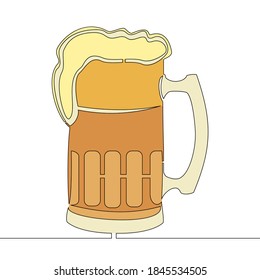 Flache farbige, kontinuierliche Zeichenlinie Mug-Symbol-Vektorgrafik-Konzept
