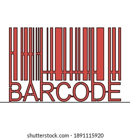 Flat colorful continuous drawing line art Barcode icon vector illustration concept