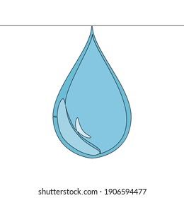 Flat colorful continuous drawing line art Water drop icon vector illustration concept