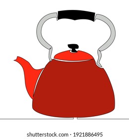 Flat colorful continuous drawing line art Tea pot sign Kettle icon vector illustration concept