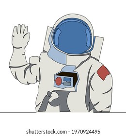 Flat colorful continuous drawing line art astronaut Cosmonaut icon vector illustration concept